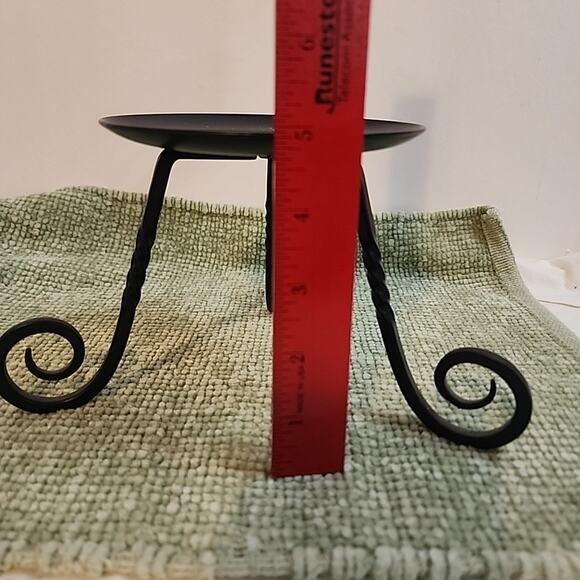 Partylite Black Wrought Iron Metal Candle Holder Scroll Swirl Stand - Picture 6 of 7